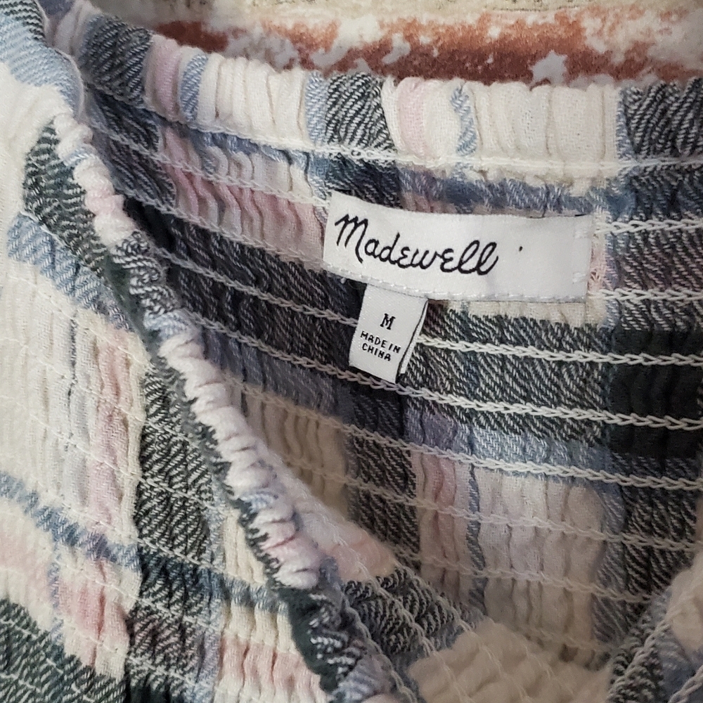 Madewell Lucie Elbow-Sleeve Smocked Mini Dress in Lebaum Plaid Medium - Picture 7 of 11